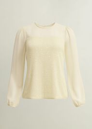Zariah Sequin Top, Buttercream, hi-res
