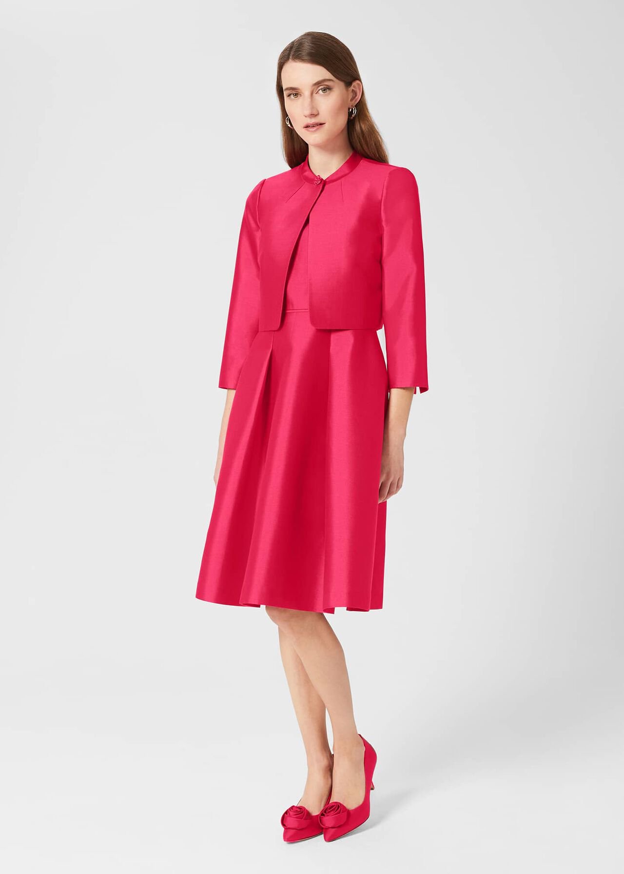Julietta Silk Blend Jacket, Fuchsia Pink, hi-res