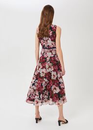 Carly Floral Midi Dress, Peony Pink, hi-res
