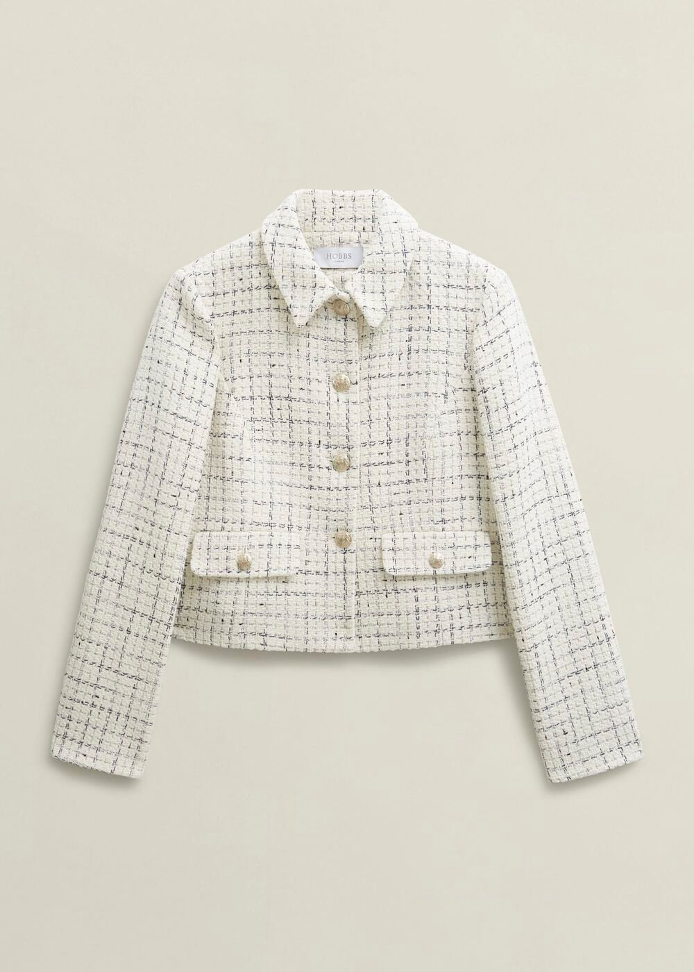 Jessie Cotton Blend Jacket, Ivory Navy, hi-res