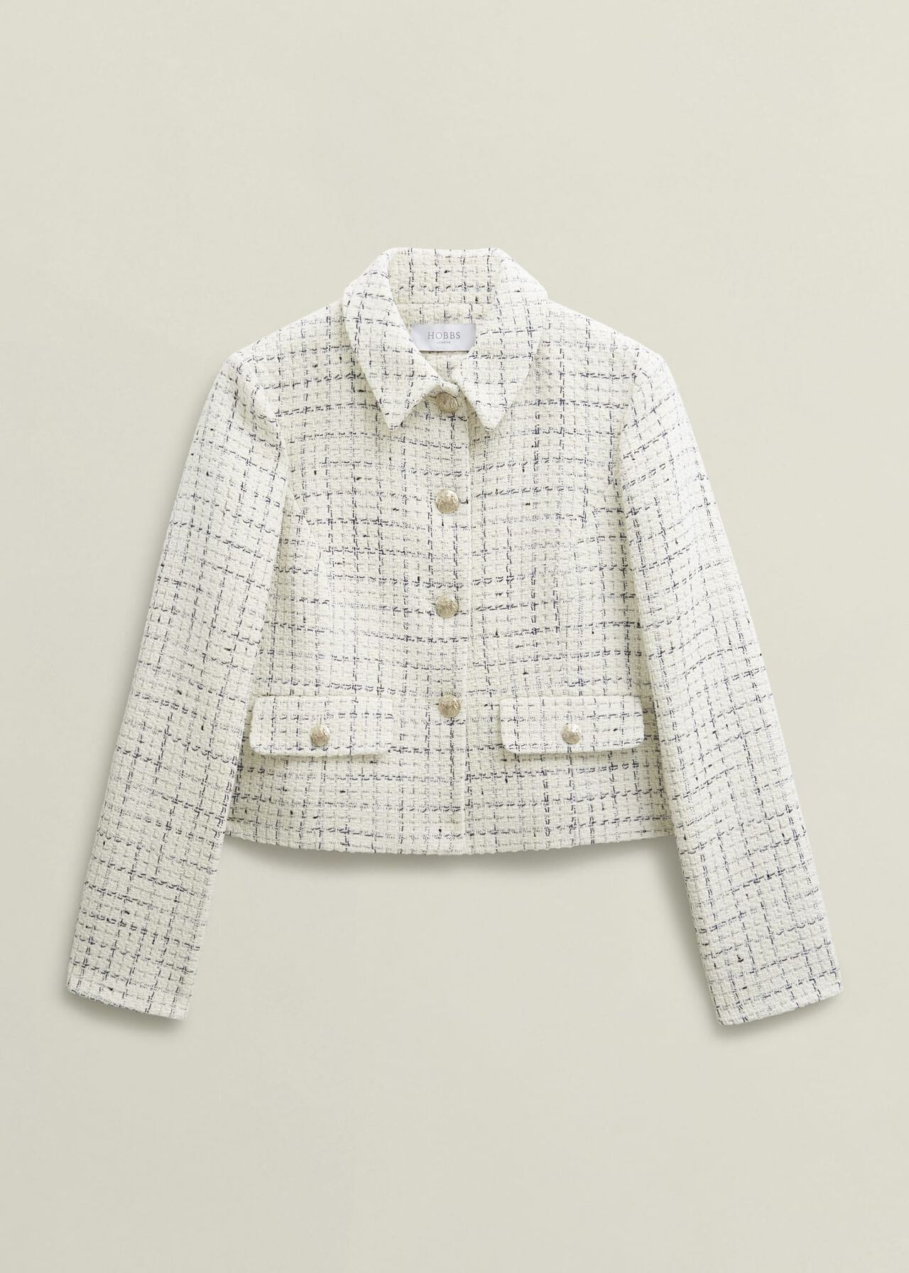 Jessie Cotton Blend Jacket, Ivory Navy, hi-res