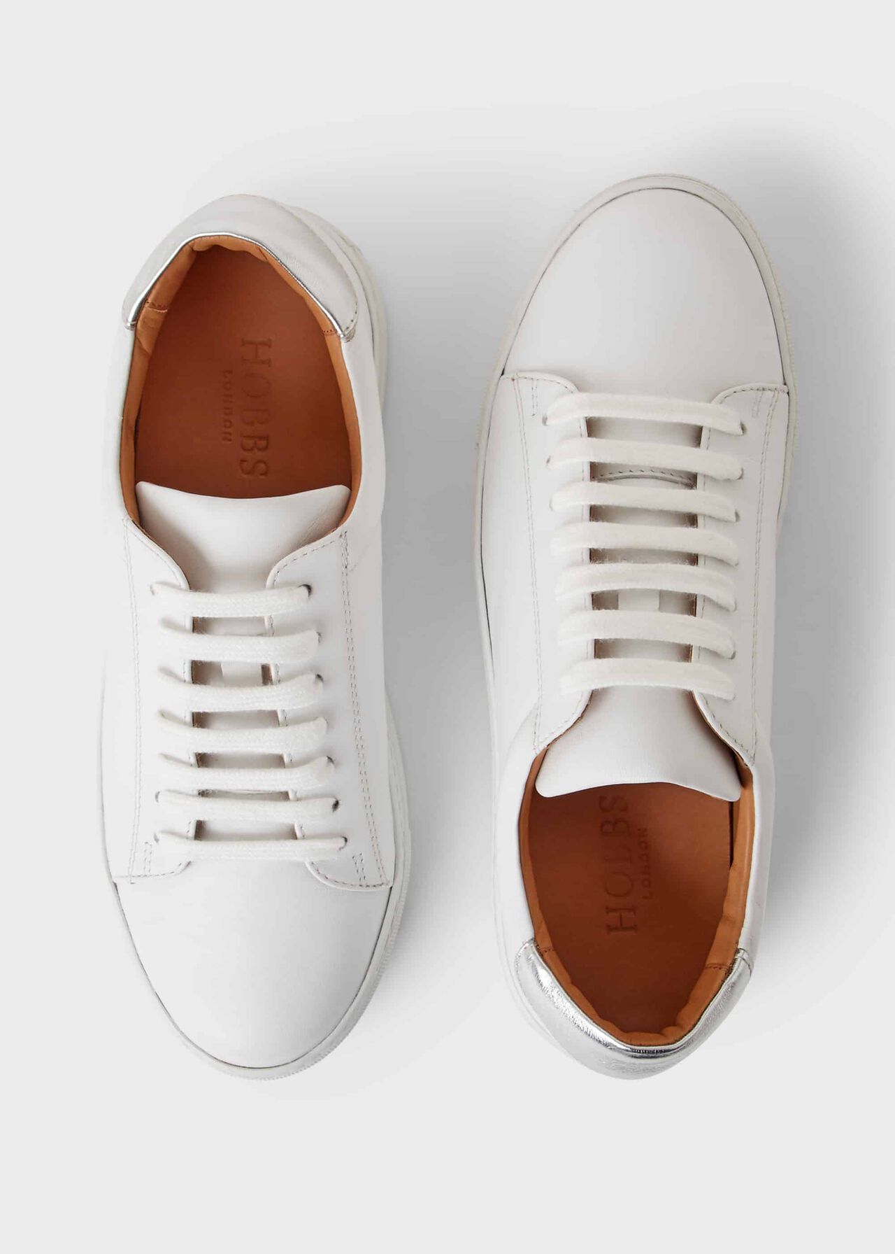Hollie Leather Trainers, White, hi-res