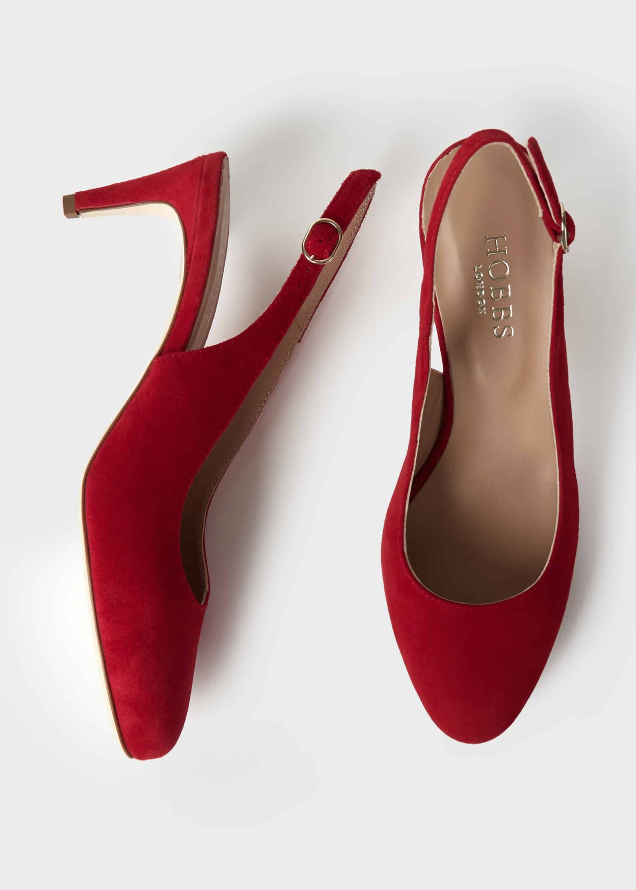 Emma Suede Stiletto Slingback Court Shoes, Scarlet Red, hi-res
