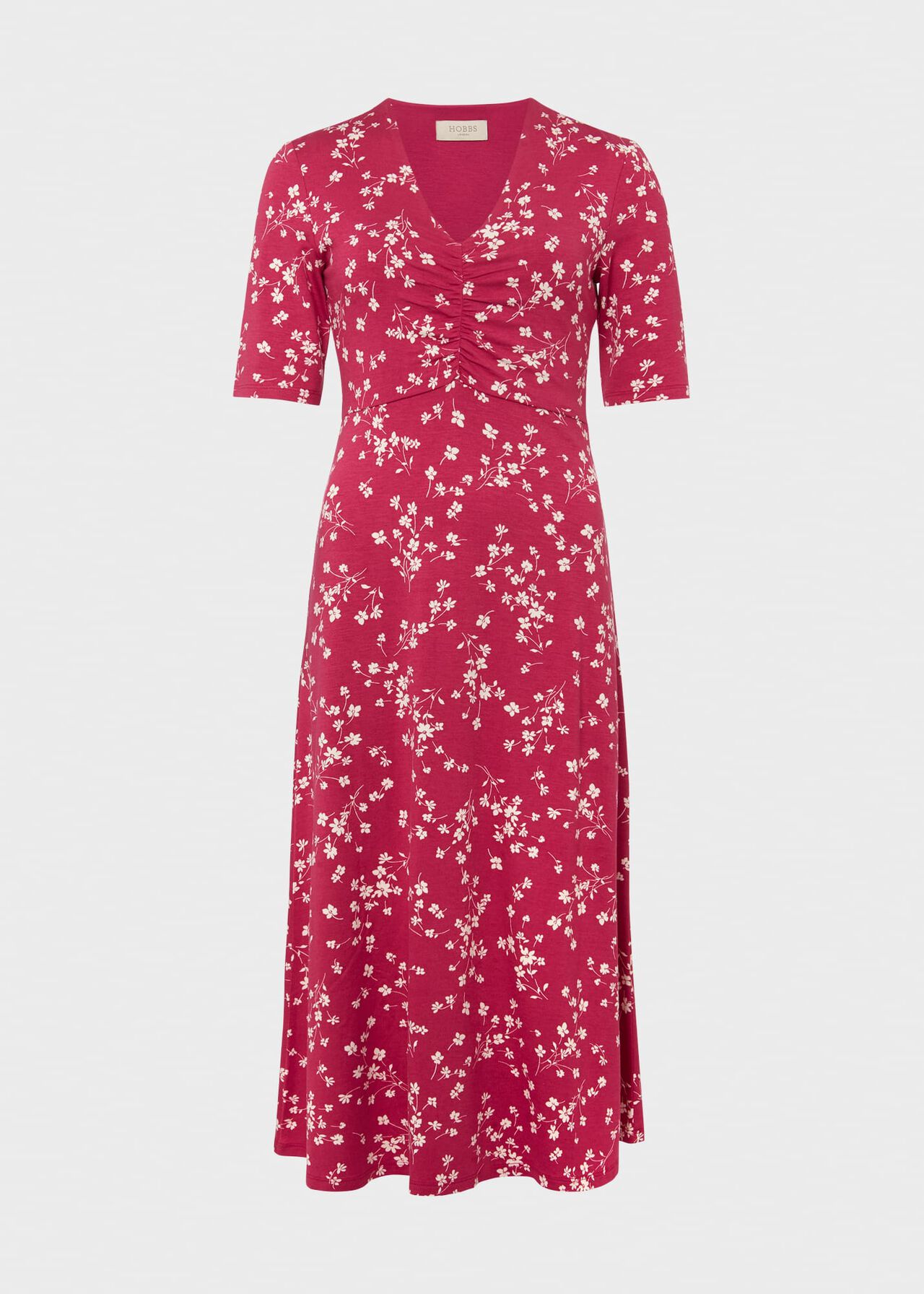 Frankie Jersey Dress, Raspberry Ivory, hi-res