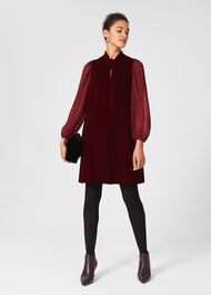 Faye Velvet A Line Dress, Deep Red, hi-res