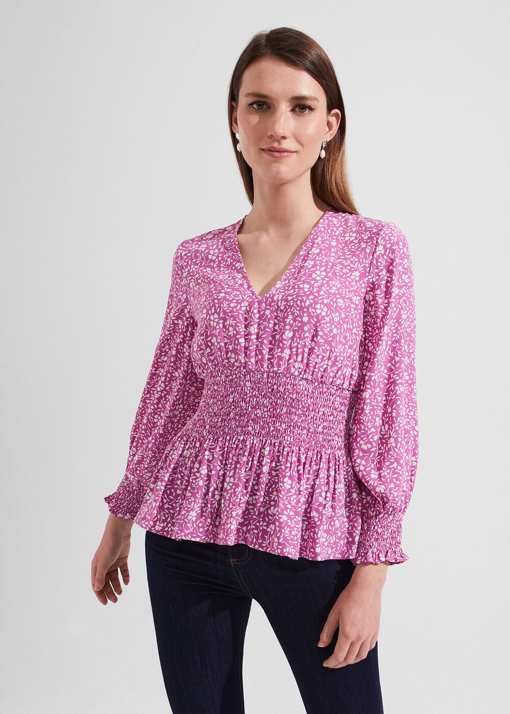 Samira Floral Blouse, Violet Ivory, hi-res