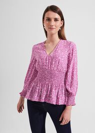 Samira Floral Blouse, Violet Ivory, hi-res