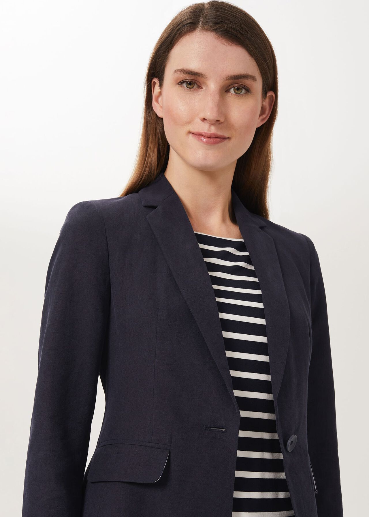 Trent Silk Linen Jacket, Navy, hi-res