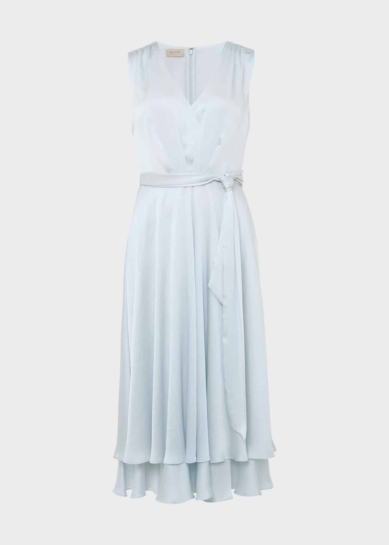Viola Satin Fit And Flare Dress, Pale Blue, hi-res