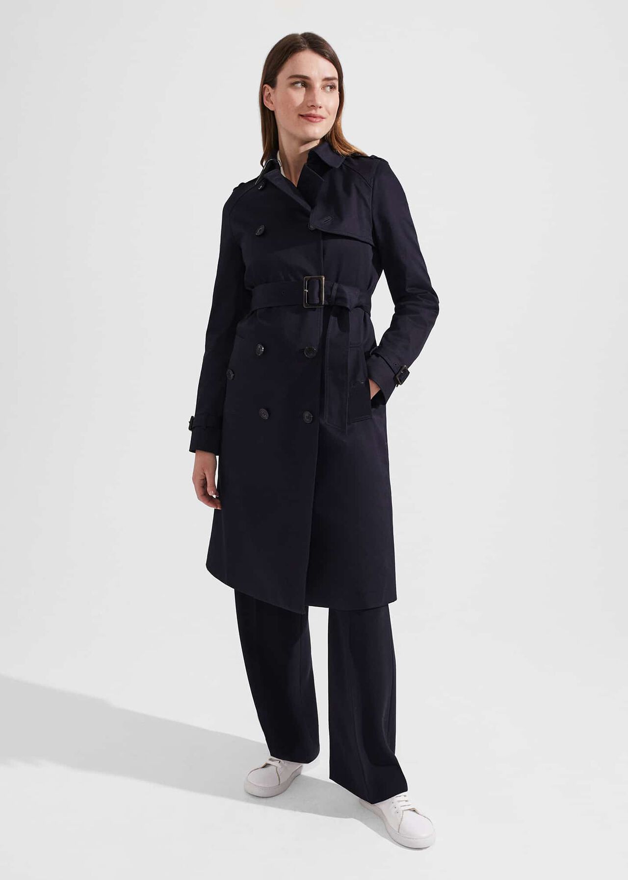 Petite Lisa Trench, Navy, hi-res