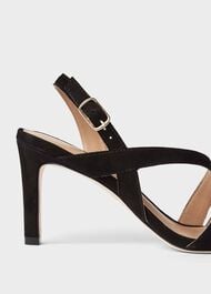 Mila Suede Sandals, Black, hi-res