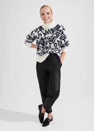 Kyra Jacquard Jumper, Ivory Black, hi-res