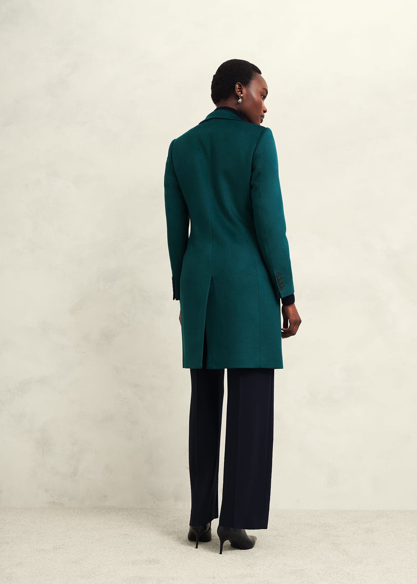 Women s Teal Green Wool Knee Length Coat Hobbs UK
