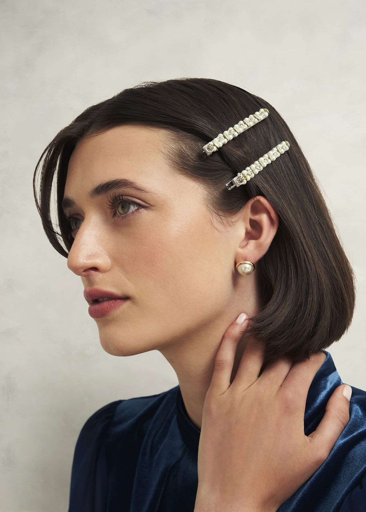 Antonia Jewelled Hair Clips, Smoke, hi-res