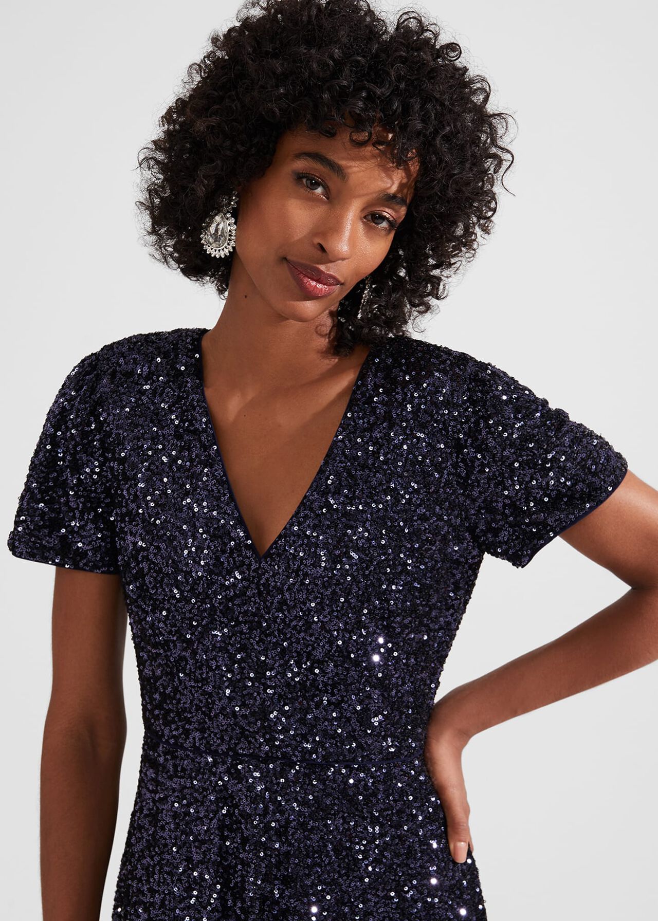 Petite Tatiana Sequin Dress, Midnight Navy, hi-res