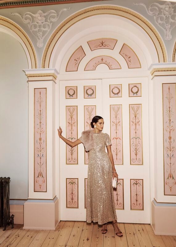Shirley Sequin Trimmed Maxi Dress
