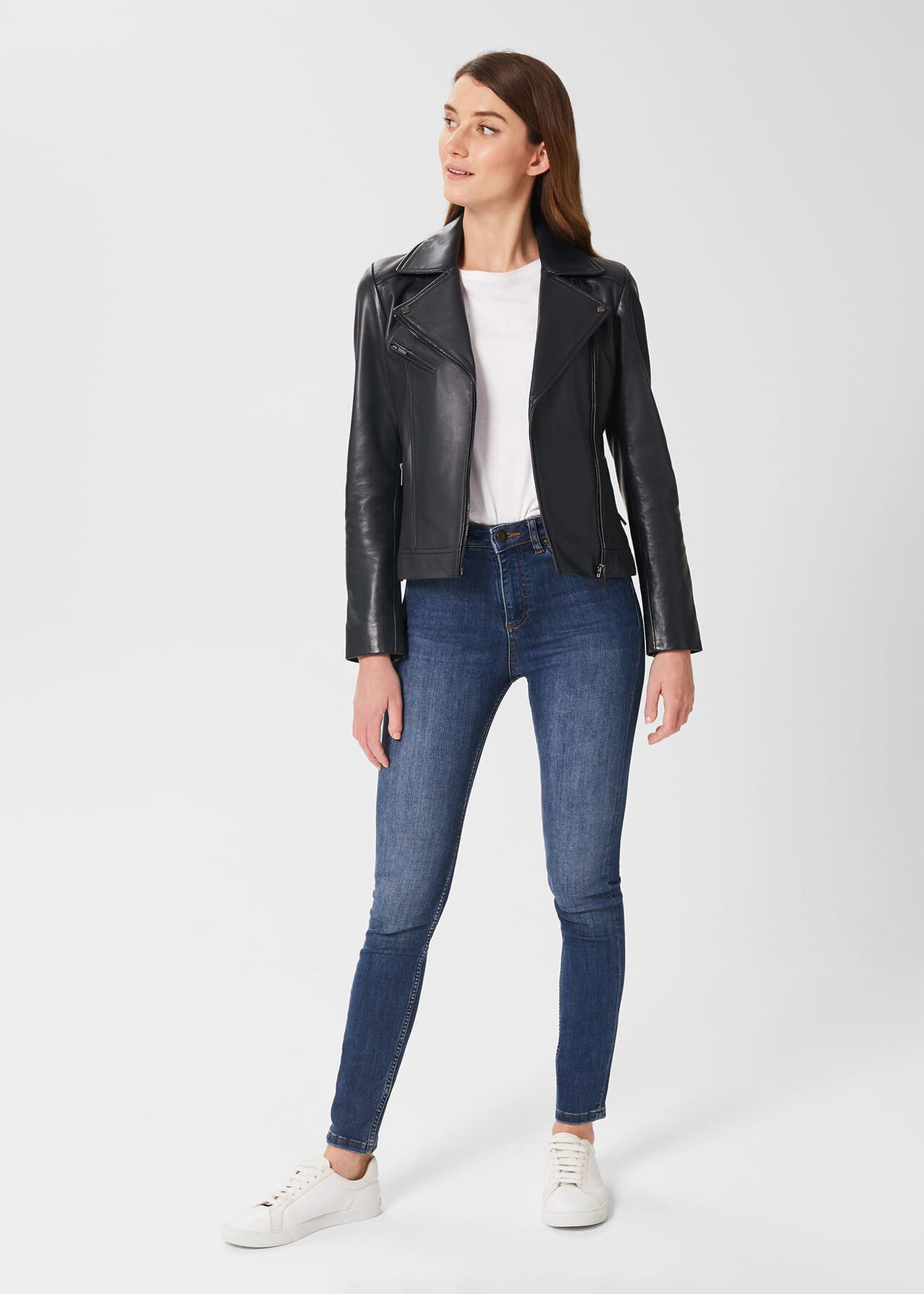 Dakota Leather Jacket, Navy, hi-res