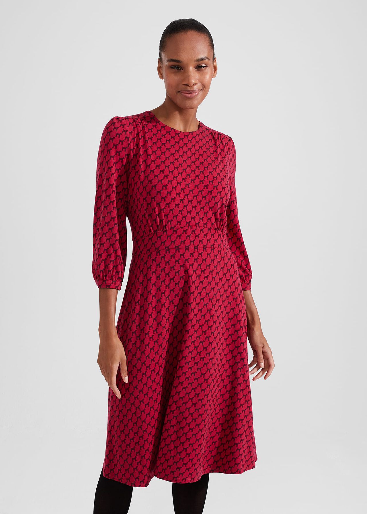 Indi Jersey Dress, Berry Red, hi-res