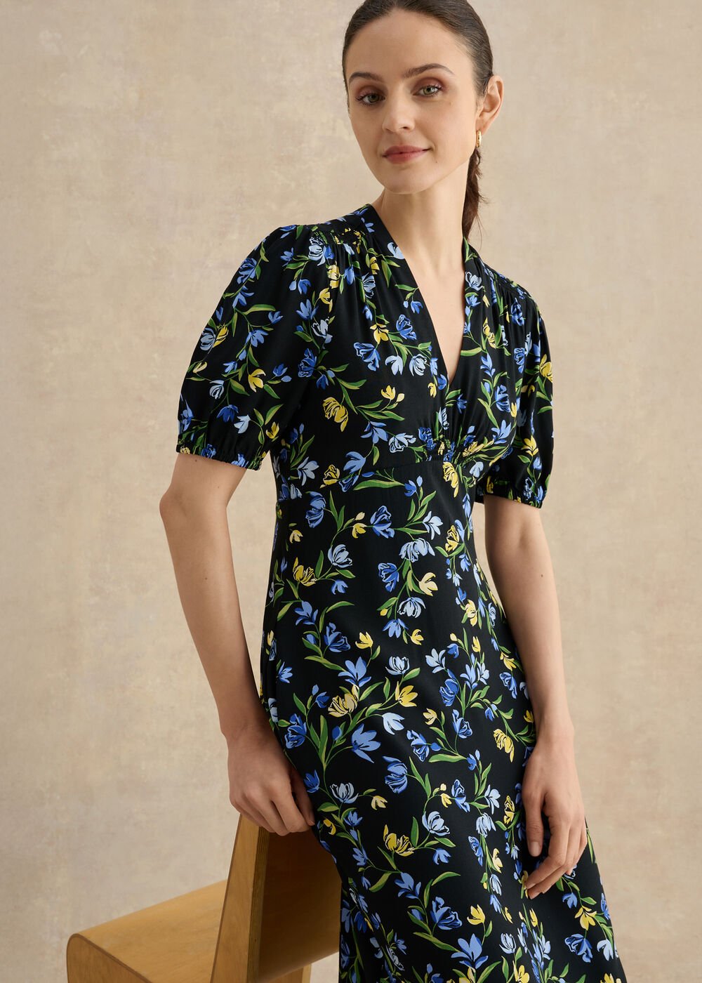 Petite Sidonie Dress, Navy Multi, hi-res