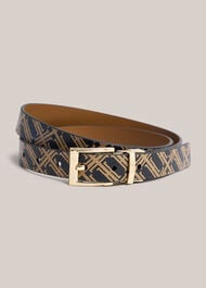 Pauline Leather Reversible Belt, Black Camel, hi-res