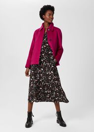 Sairey Short Wool Coat, Fuchsia Pink, hi-res