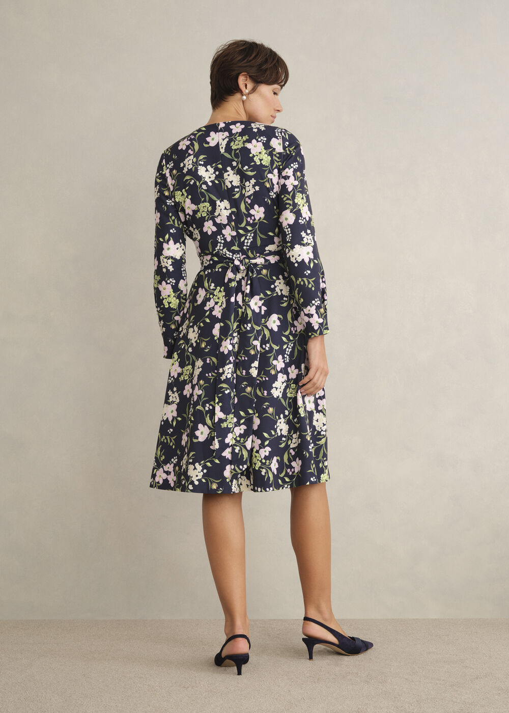 Petite Sabine Floral Tie Dress, Midnight Multi, hi-res