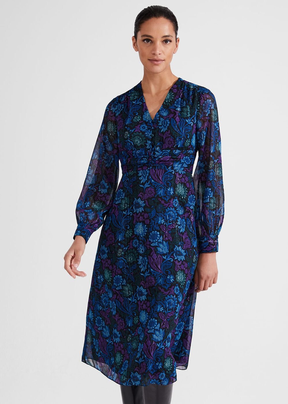 Petite Saffron Dress, Black Multi, hi-res