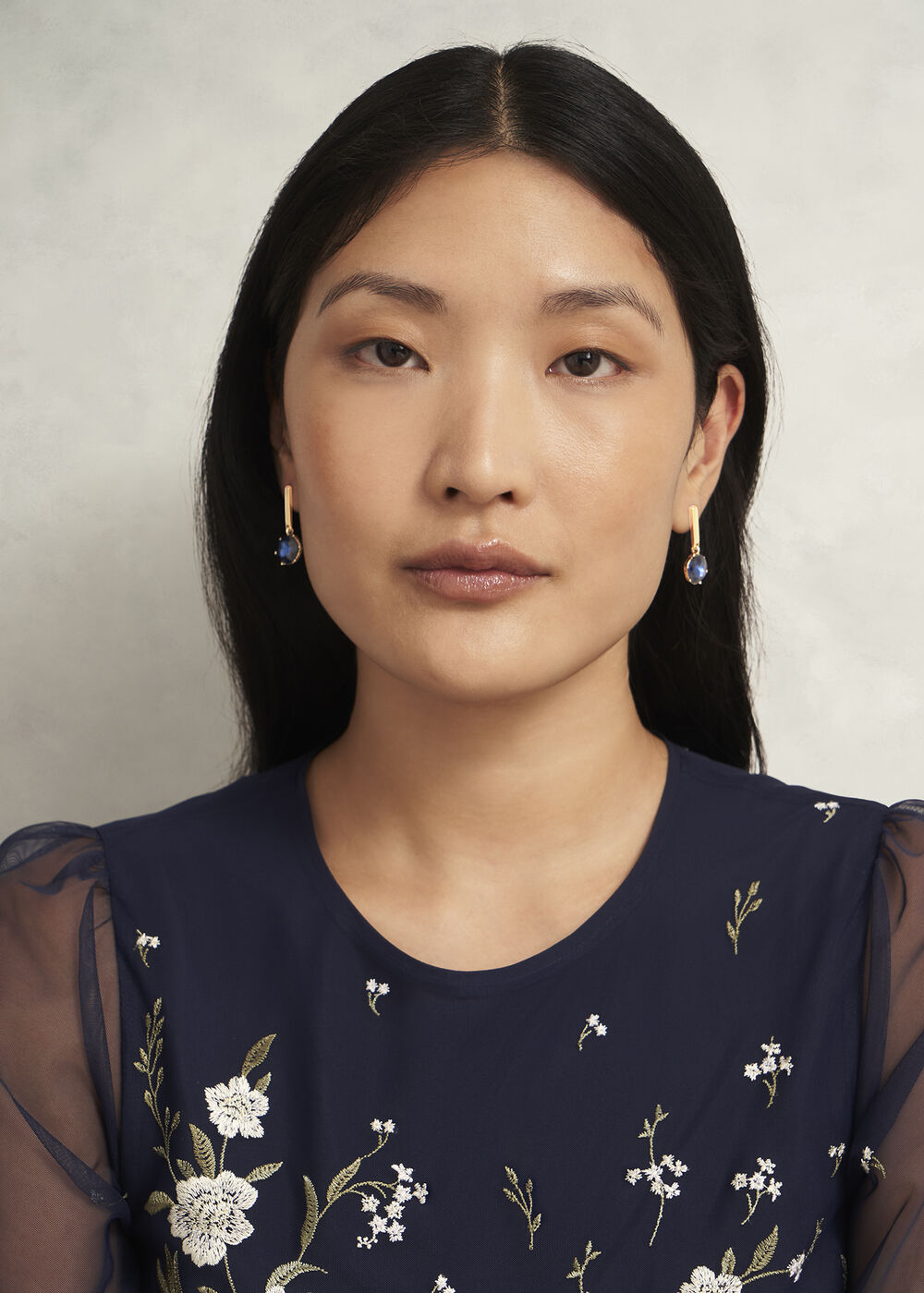 Aria Earrings, Navy Gold, hi-res