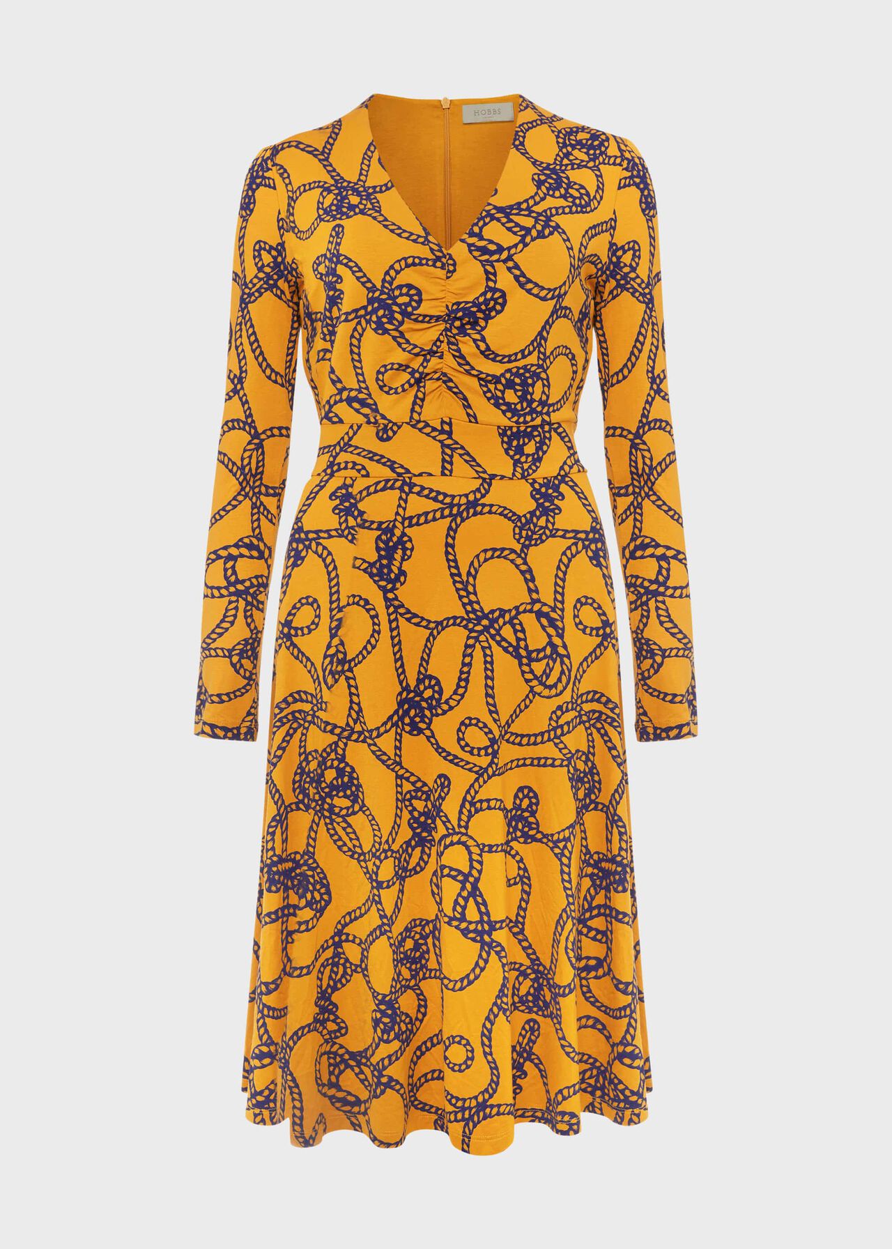 Nia Jersey Dress, Yellow Navy, hi-res