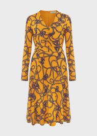 Nia Jersey Dress, Yellow Navy, hi-res