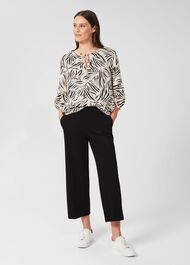 Dania Printed Blouse, Cream Black, hi-res