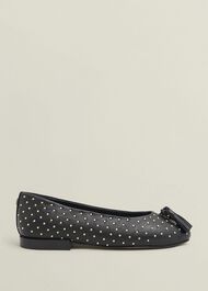 Bingley Studded Flats, Black, hi-res