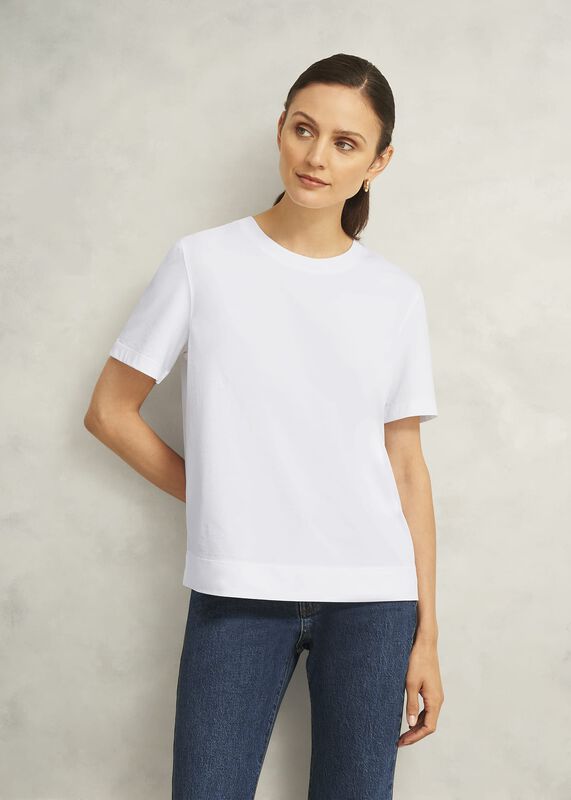 White Lori Cotton Crew Neck Short Sleeve T-Shirt