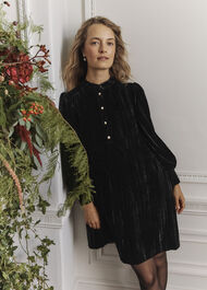 Sienna Velvet Dress, Black, hi-res