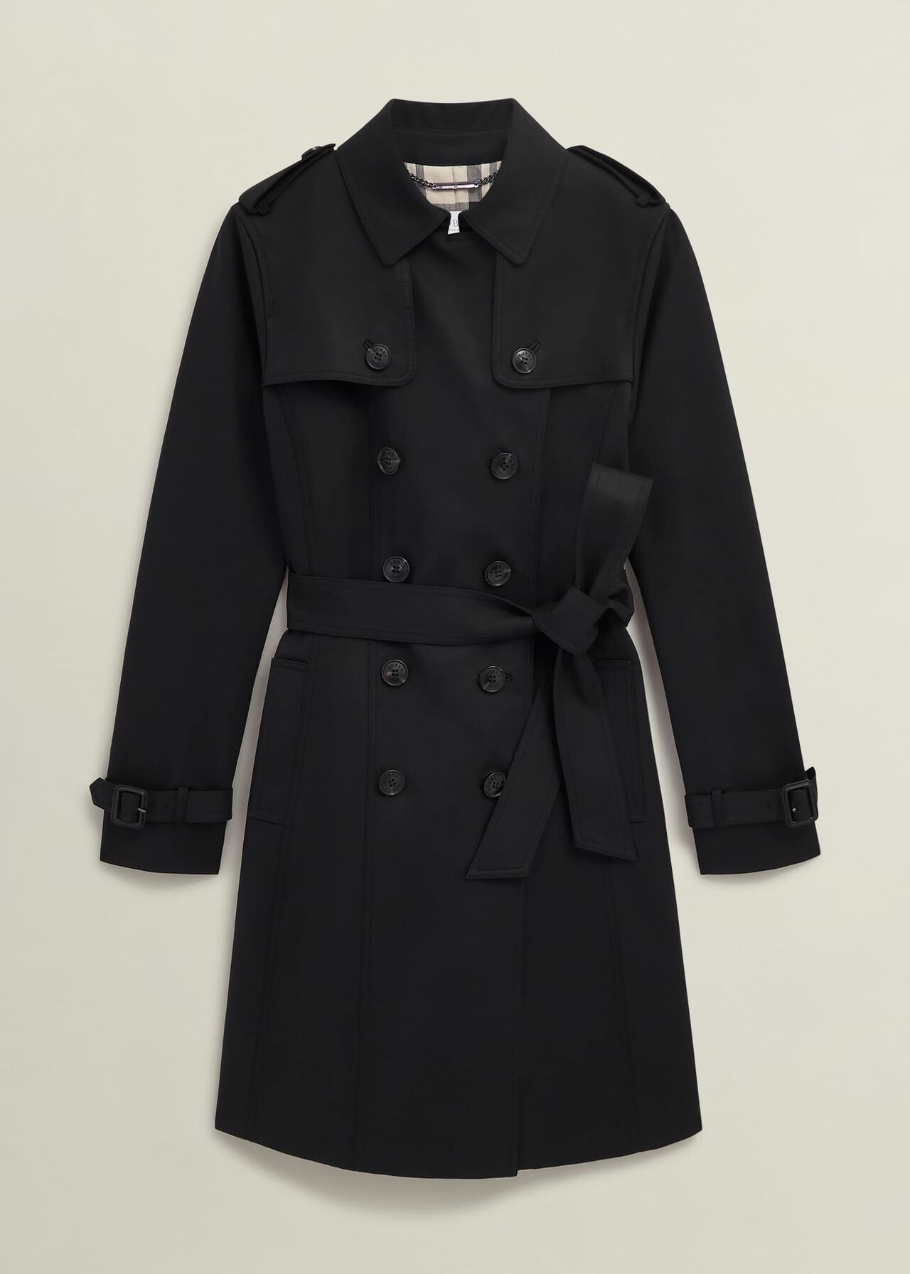 Skylar Shower Resistant Trench Coat, Black, hi-res
