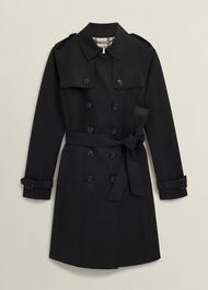 Skylar Shower Resistant Trench Coat, Black, hi-res