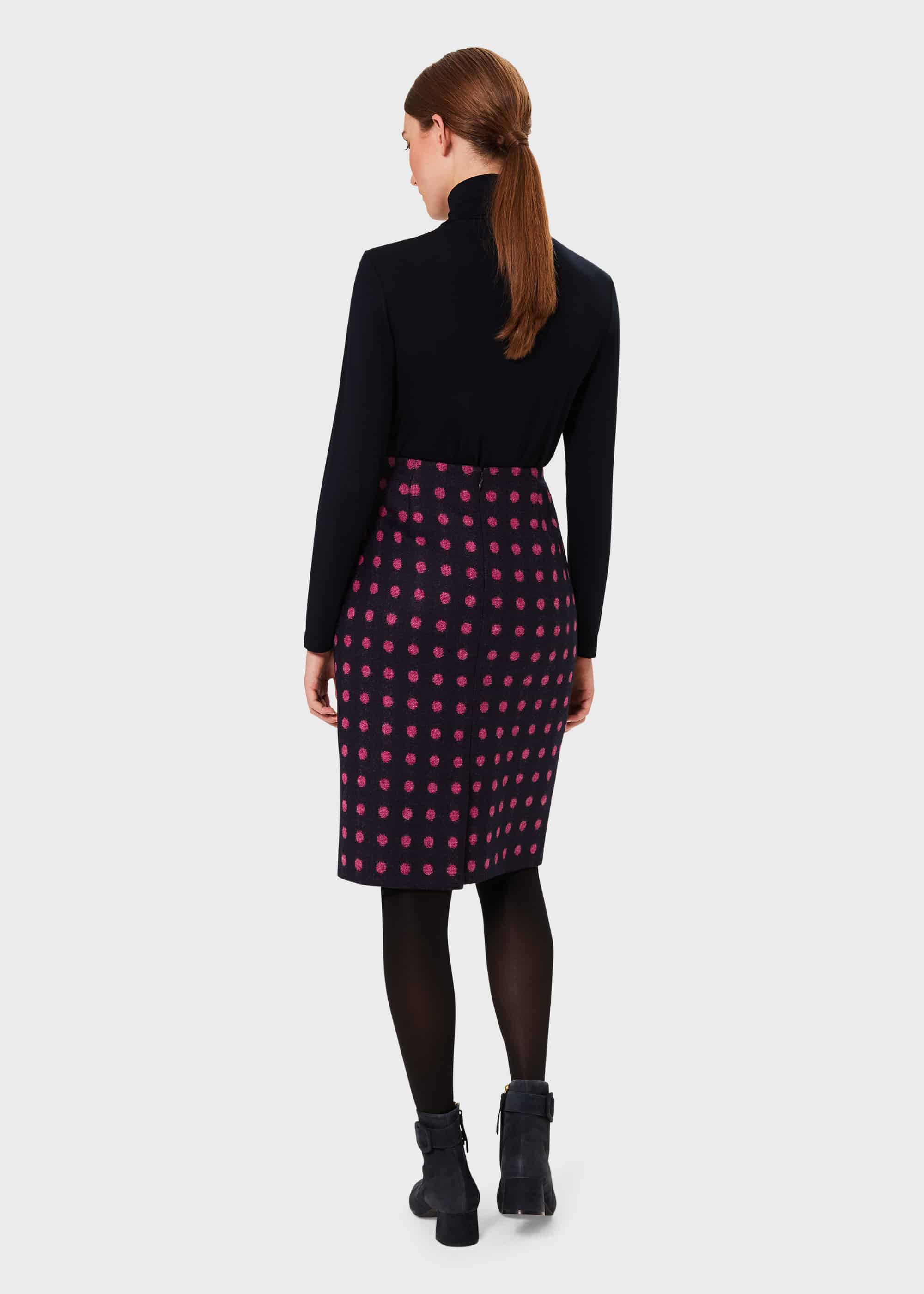 Long navy wool pencil skirt hot sale