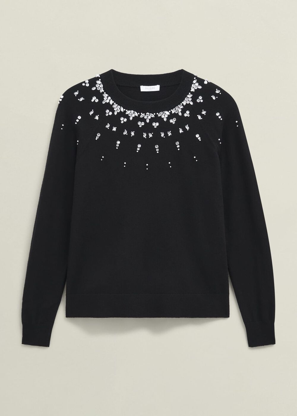 Black Theodora Wool Blend Gem Fairisle Knitted Jumper , Black, hi-res