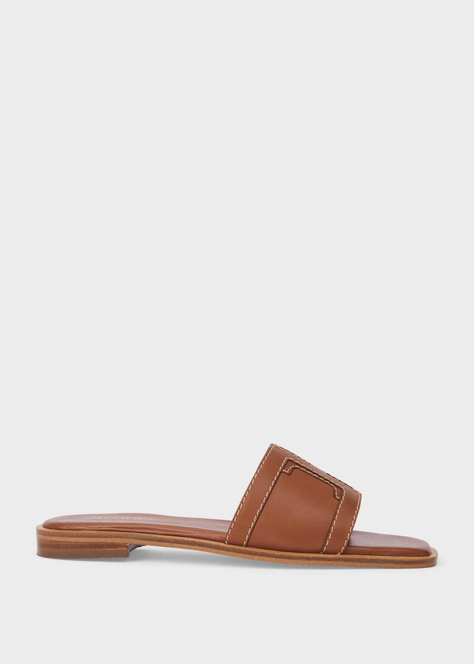 tan leather slides