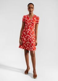 Lydia Jersey Dress, Red Buttercream, hi-res