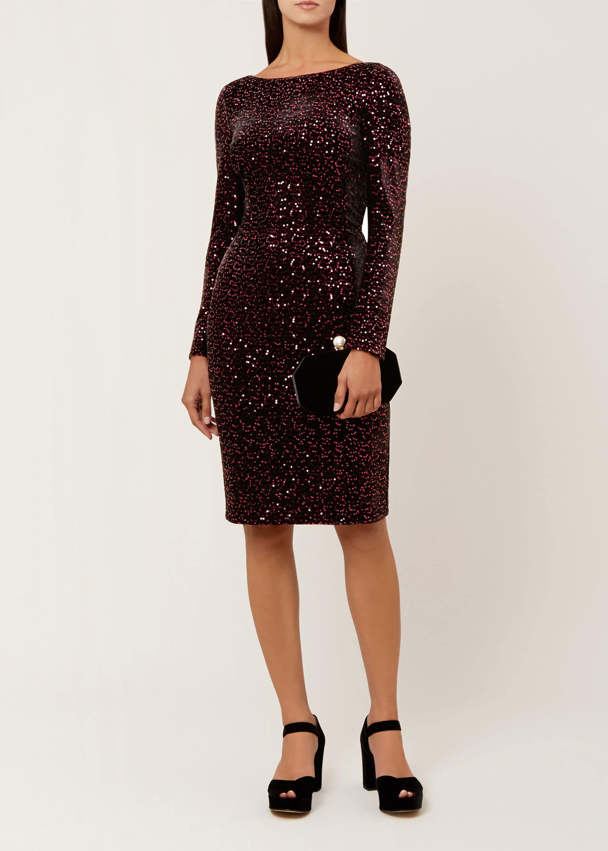 hobbs black velvet dress