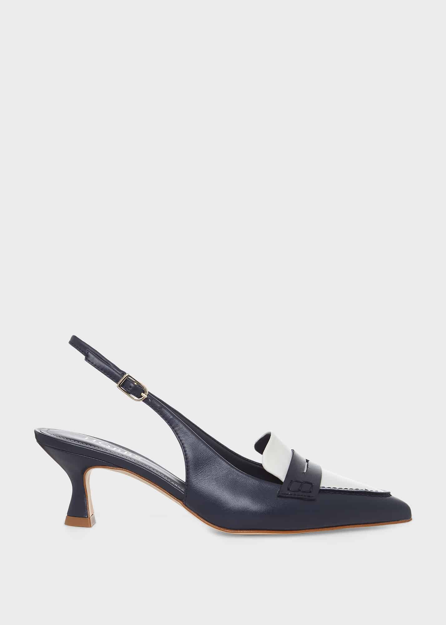 Navy kitten top heel slingbacks