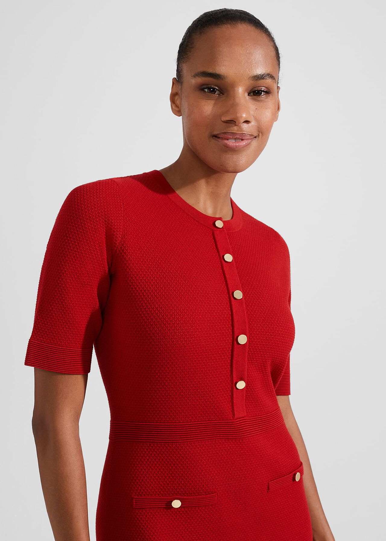 Noa Knitted Dress, Firebrick Red, hi-res