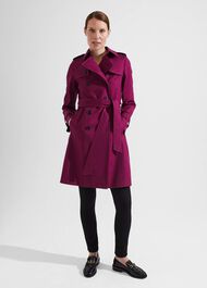 Petite Saskia Trench, Warm Plum, hi-res