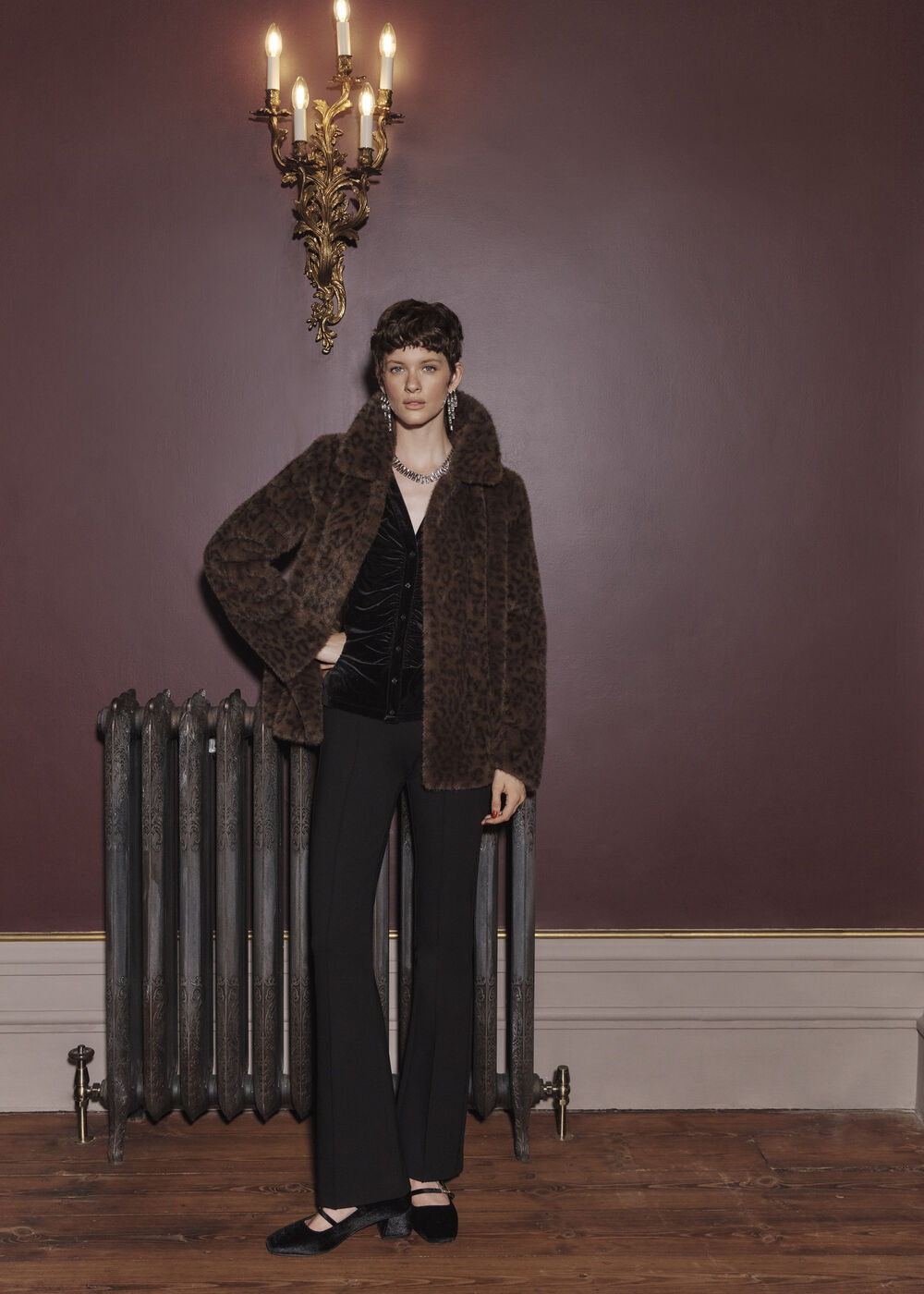 Dania Leopard Faux Fur Coat, Brown Multi, hi-res