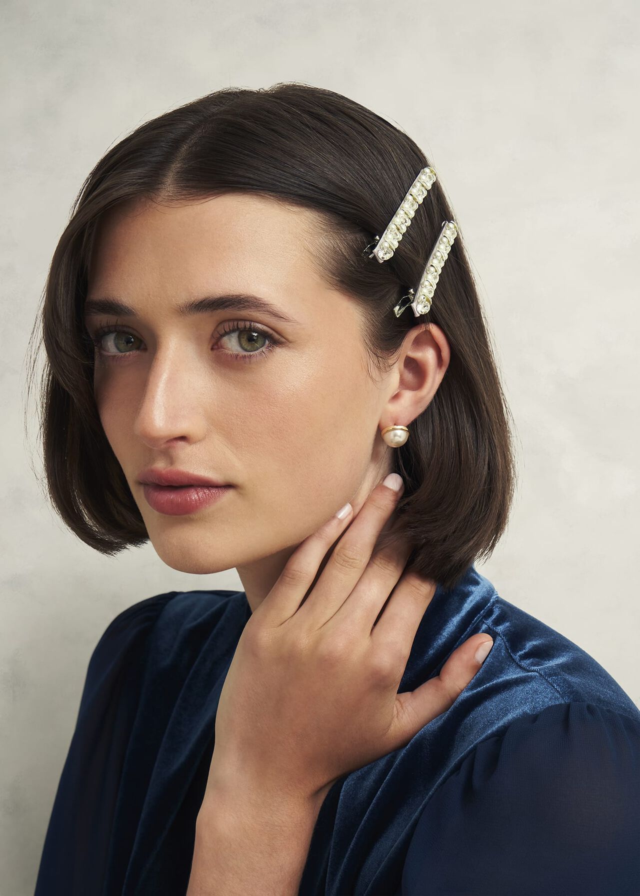 Antonia Jewelled Hair Clips, Smoke, hi-res