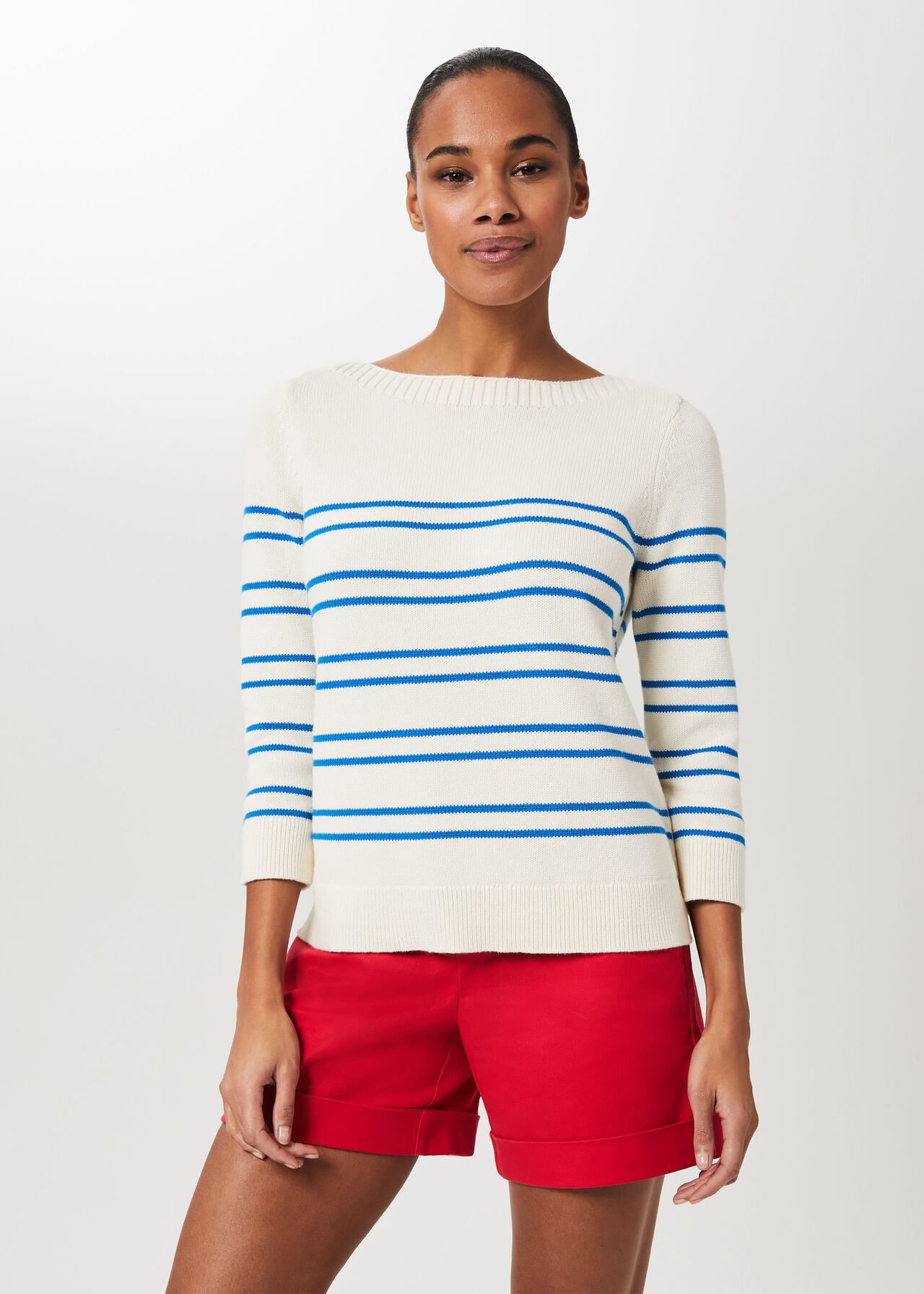 June Cotton Jumper, Ivory Riv Blue, hi-res