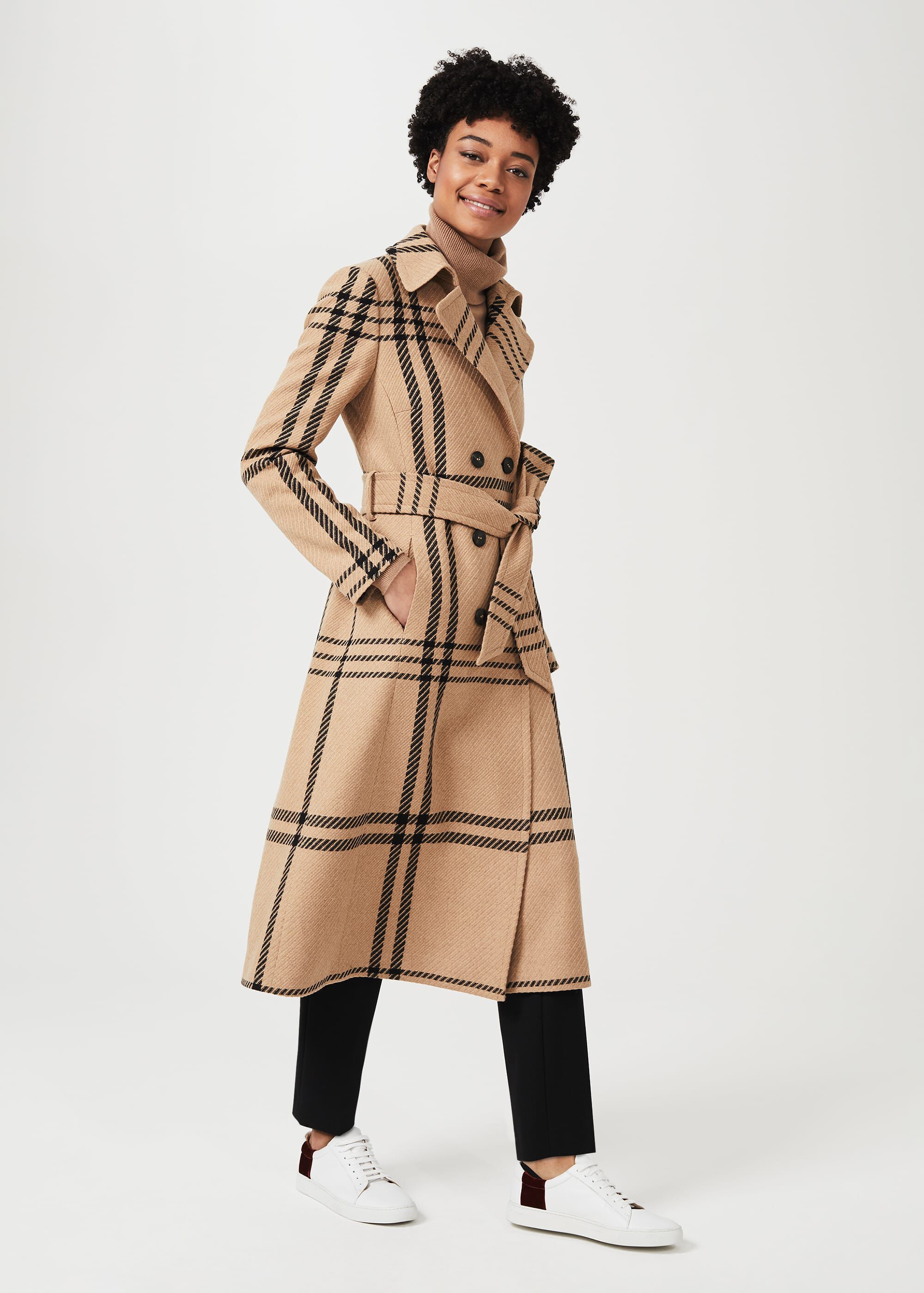 camel wool wrap coat