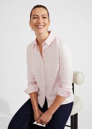 Victoria Cotton Blend Shirt, Pale Pink, hi-res