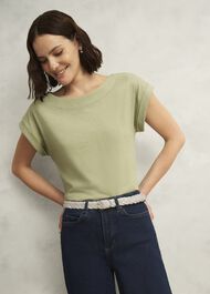 Meera Woven Leather Belt, Chalk Beige, hi-res